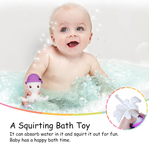 Baby Teething Toys for 6-12 Months, Mombella Octopus Baby Teether for 12-18 Months, Soft Silicone Infant Chew Toy