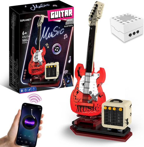 Electric Guitar Music Interactive Building Set for Music Lovers, Bluetooth Connectivity &