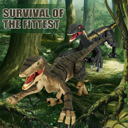 Mini Tudou Remote Control Dinosaur Toys, 2.4Ghz Velociraptor Robot with LED Light Up & Realistic Sounds for Boys Kids