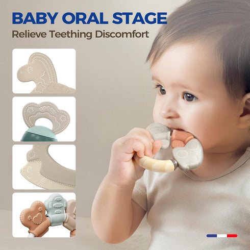evoceler 0-6 (30 50 70 -10 0-18+ Softness Staged Baby Teething Toys with Rattles for Months Super Soft, Soft, Regular)