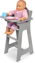 18 Inch Badger Basket Executive Doll High Chair - Wooden Toy Chair with Liftable Tray, Fabric Seat Trim, and Realistic