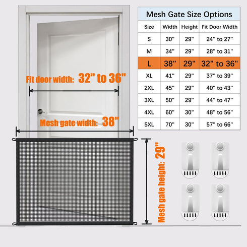 Dog Gate for Stairs - Pet Gates for Indoor Safety, 29 inches Tall, 38 inches Wide