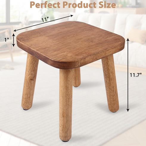 11.7 Inch Wooden Step Stool, Bathroom Stool for Adults, Step Stool for Toddlers, Plant Stool with Four Detachable
