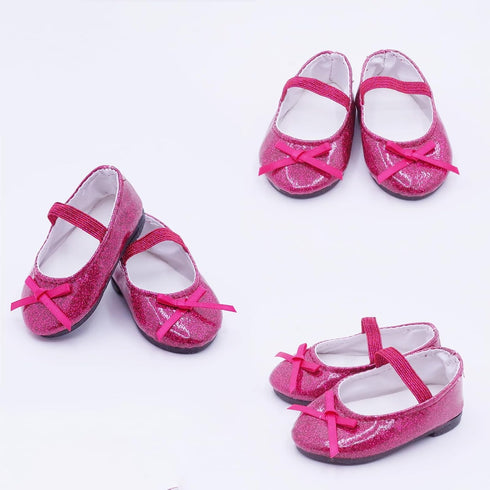 7 Pairs of Glitter Doll Shoes for 18 Inch Dolls, Sparkle Princess Accessories
