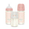 Suavinex Bonhomia 3 Pack Glass Baby Bottle with SX PRO Silicone Nipple, Anti Colic for Breastfed Babies, Pink/Beige