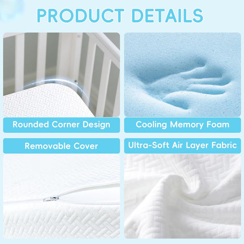 Pack 38"x26", Pack and Play Mattress N Play Mattresses for Playpens, Dual-Layer Mini Crib Mattress with Waterproof