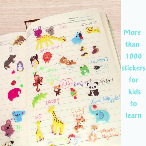 4 Sheets 3D Puffy Stickers for Kids - Mother Child Animals, Dogs, Cats, Elephant, Giraffe, Monkey, Sheep, Panda, Koala,