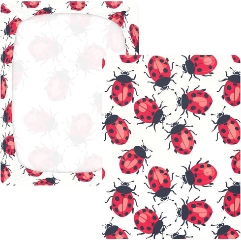 Bseiialft 52 28 Red Ladybugs Pattern Crib Sheets for Boys Girls Soft and Breathable Cotton Baby Sheets for Standard