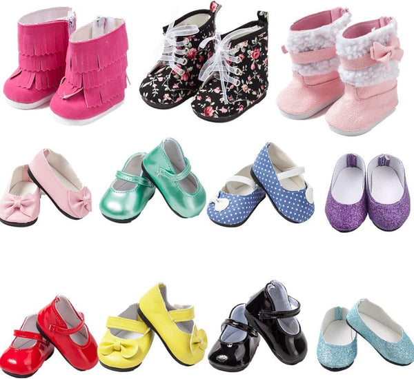 6 Pairs of Doll Shoes - Include Boots Leather Shoes for 18 Inch American Girl Doll