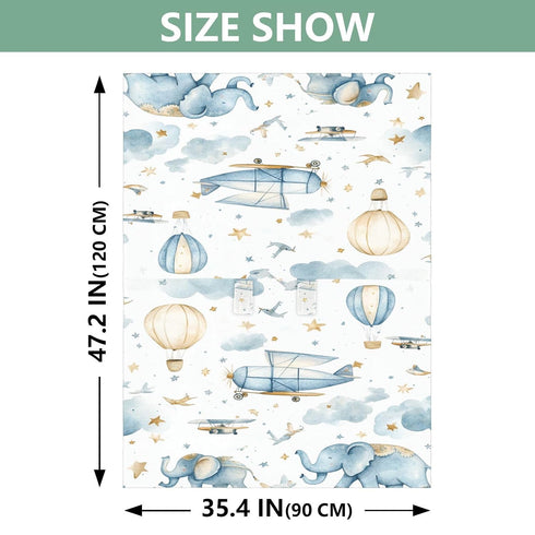 Dalzium Airplanes Blue Elephants and Balloons Car Seat Cover Baby, Carseat Canopy Cover for Girl Boy, Breathable Baby