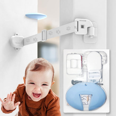 Child Proof Door Strap with Silicone Door Stopper - Prevents Finger Pinch Injuries, No Need for Baby-Gate