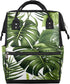 Hsnar Tropical Leaf Green Waterproof Diaper Bag Backpack Large Capacity Baby Bag with