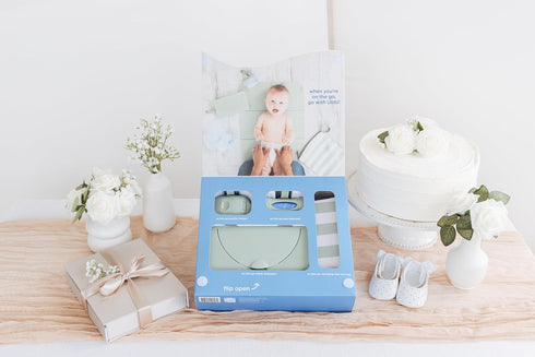 Set, Ubbi On-the-Go Diapering Gift Includes Changing Mat and Bag, Wipes Dispenser, Pacifier Holder and Bag Dispenser