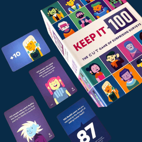 Keep It 100: The Card Game by Cut | Surprising Surveys & Intuitive Guessing for Family and Friends