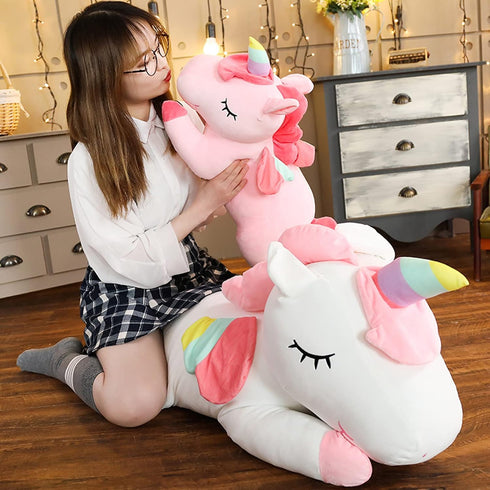 Unicorn Plush Hugging Pillow, Big White Stuffed Animal Body Pillow Toy for Kids, Valentine, Christmas (39.3 in)
