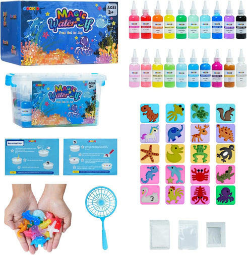 gookid 20= 4-8, 3-5 6-12 Magic Water Elf Toy Kit - Color DIY Aqua Fairy Water Gel Kit, STEM Sensory Toys for Kids Ages