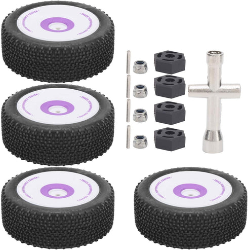 VGEBY 4Pcs Rubber RC Tires, 1/12 Scale Front Rear Wheels and Tires Set for WLtoys 124019 Remote Control Cars