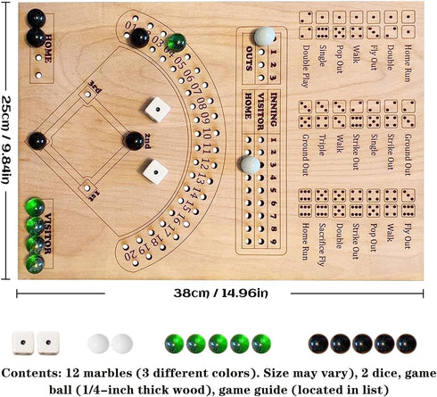 Baseball Dice Board Game for Kids Adults Gift Wooden Fun Baseball Board Game with dice for Game Nights, Parties,Holiday