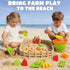 29PCS 2 Set, 4-8 Dreamon Beach Toys for Kids Farm Sand Toys with Collapsible Buckets, Rake & Shovel Sand Molds and Mesh