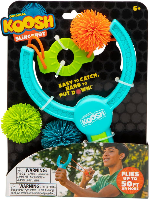 Koosh Slingshot for Kids - Comes with 3 Mini Balls, Outdoor Play Toy for Ages 6 and Up, Storage in Handle
