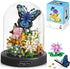 530 PCS Flower Bouquet Butterfly Building Set, Bonsai Tree Micro Bricks Kit with Dust Cover, Gift for Adults