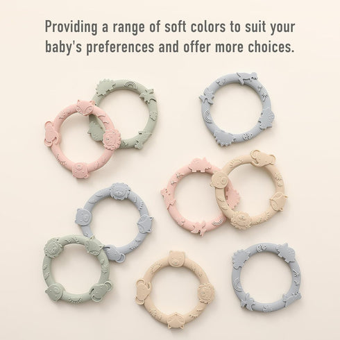 Silicone Teethers for Babies 0-6 Months, Teething Toys for Infants, Baby Chew Rings for Boys and Girls 3 Pack -