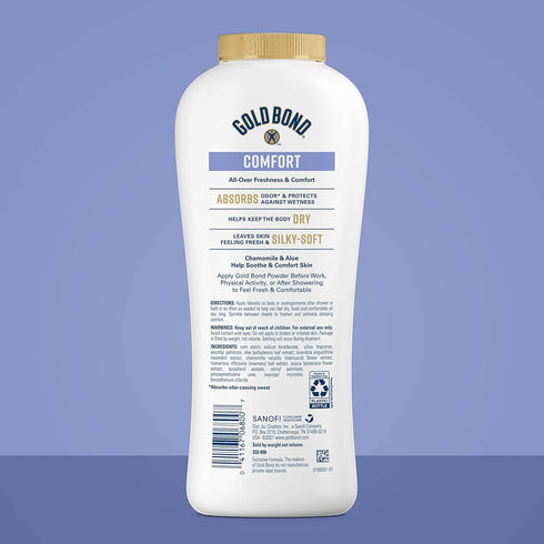 10 oz., Gold Bond Comfort Body Powder for Men and Women, Talc-Free, Fresh Clean Scent With Aloe & Chamomile