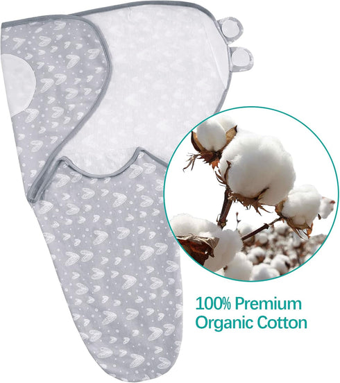 0-3 4 Pack Biloban Baby Swaddles Months for Boy & Girl, Cotton Swaddle Blanket, Newborn Essentials, Lovely Grey Print