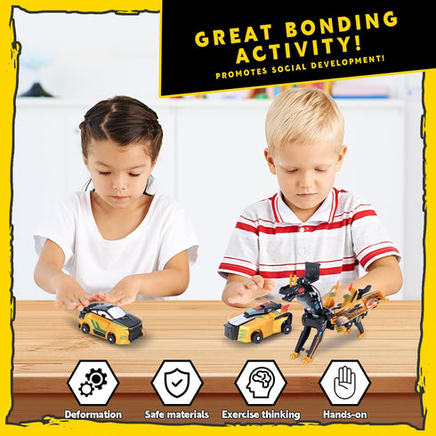 Hjhyqex 2-in-1 Transformation Dinosaur Car Toy - Magnetic Collision Robot Cars for Kids | Exciting Transforming Play