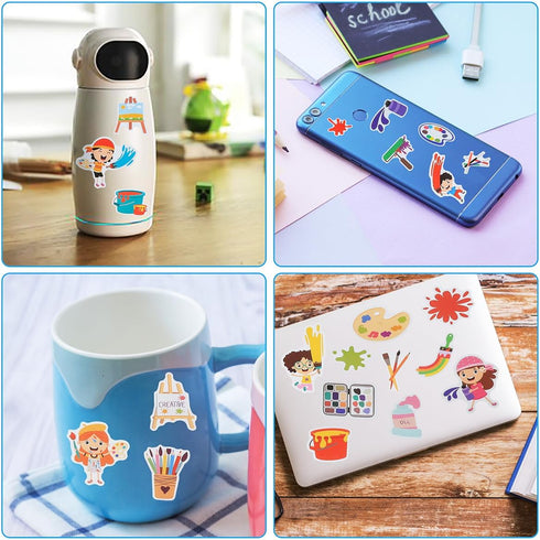 100 Pack Art Painting Stickers - Art Painting Party Favors, Birthday Decorations for Creative Celebrations