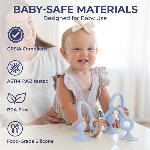 Relifestyle 6-12 High Chair Suction Toy for High Chair Trays, Baby Suction Cup Toy with Large Suction Base, Food Grade