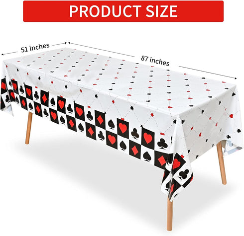 Lecpeting 2 Pcs Casino Tablecloth, Plastic Table Covers 87 x 51 Inches for Poker Birthday Party Supplies
