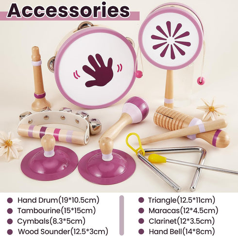 1-3, 1 2 3 4 5+ BUYGER Wooden Musical Instruments for Toddler Baby Montessori Percussion Instruments Toys Music