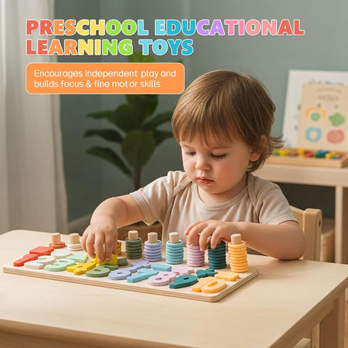 Counting 3 4 5 Silicone Montessori Number Puzzle Toys for Toddlers, & Shape Sorting Educational Toy for Year Old Boys