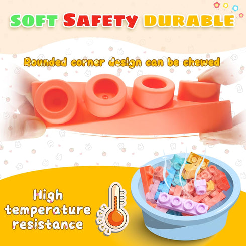 Large Particle Soft Building Block Toys with Storage Box for Toddlers Aged 18 Months to 6 Years (81P)