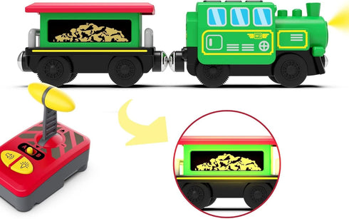 Set Battery Operated Locomotive Train for Wooden Train Tracks, Powerful Engine Train Vehicles Train Electric Remote