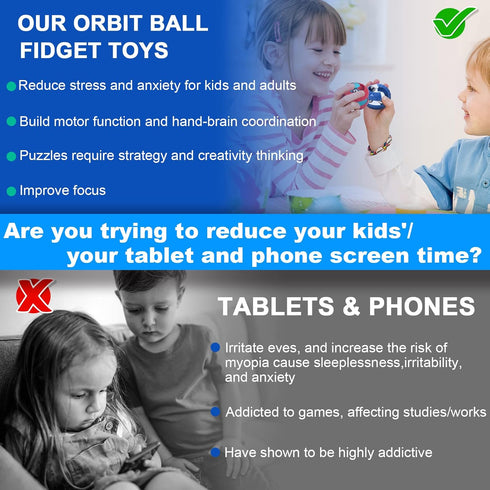 ONCOFAN 8 Pack Orbit Ball Toy, Fidget Cubes Top Spinning Toy, Great Party Favor Gifts & Creative Decompress Toys