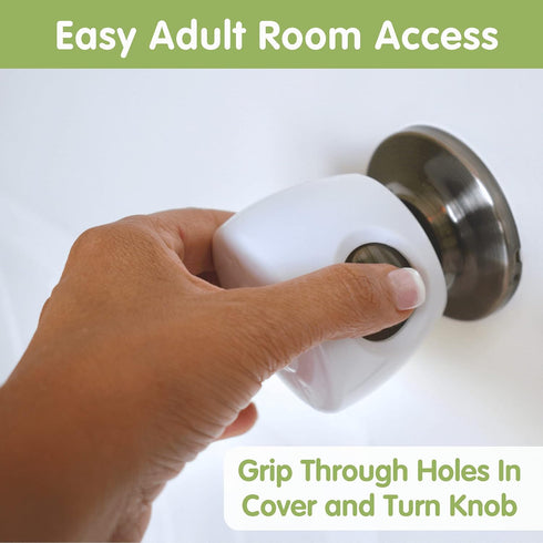 4-Pack Childproof Door Knob Covers, Easy to Install Safety Covers for Kids, Reusable, White
