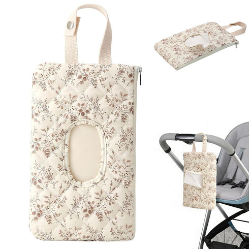 Generic Baby Wipe Holder, Floral Quilted Dispenser Pouch Portable Mommy Bag for Travel