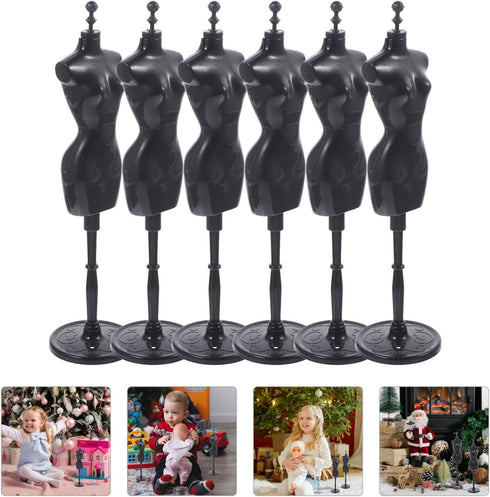Doll Cloth Form 6Pcs Doll Mannequin Dress from Plastic Mini Cloth Gown Display Support Holder Doll Dress Display Stand for Doll Clothes Dollhouse Decoration Black Doll Dress Stand