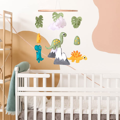 Pack Dinosaur Baby Crib Mobile, Dino Baby Mobile, Neutral Nursery Mobile Decoration for N Play, for Baby Boy & Girl