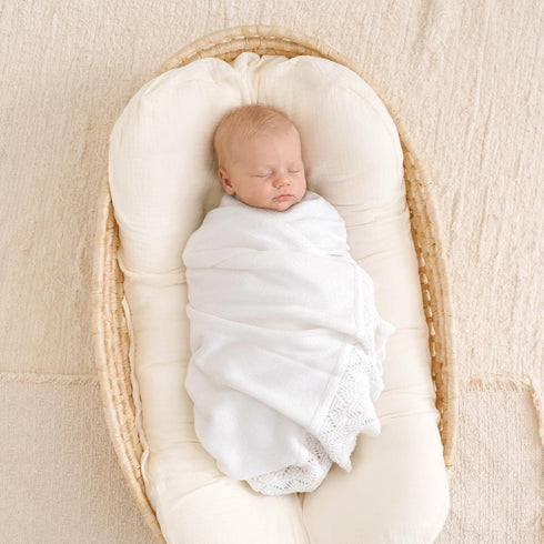 Cozy Hadetoto Baby Blanket Soft Cotton Cable Knit Crochet Receiving Crib Nursery Swaddling Blankets for Newborn Boys