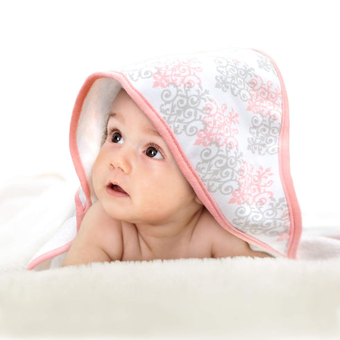 2 pack Set Baby Hooded Towel - Pink Trim
