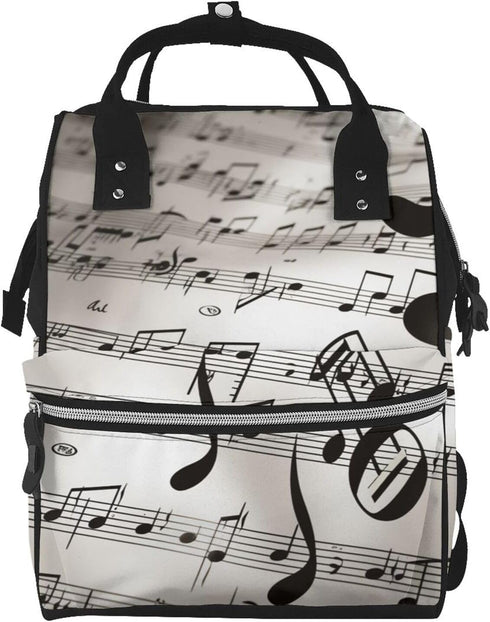 FHEDVBN Music Notes Print Diaper Bag Backpack for Women Multifunction Waterproof Mummy Backpacks