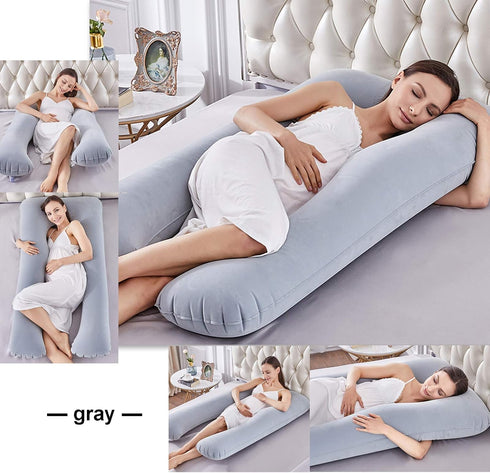 MJMH 55 inch Updated Large Inflatable Pillow Flocked Fabric Pregnancy Pillow Maternity Pillow Nursing Pillow Sleeping