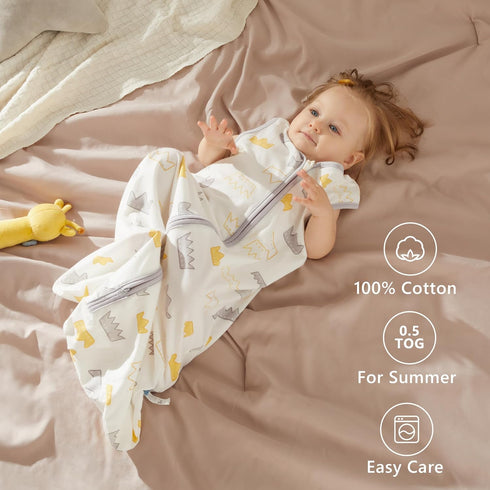 TILLYOU Sleep Sack 18-24 Months, 0.5 TOG Baby Wearable Blanket with 2-Way Zipper, 2 Pack, Gray Grown