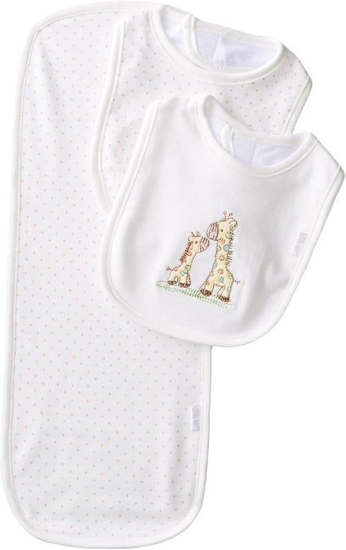 Little Me Clothes for Baby Boys, 3-Piece Giraffe Bib and Burp Set