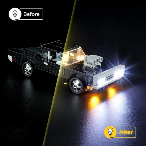 YEABRICKS LED Light for Lego-76912 Speed Champions Fast & Furious 1970 Dodge Charger R/T Building Blocks Model