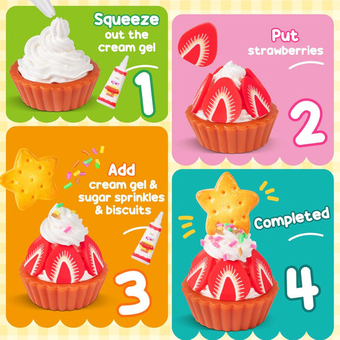 Set, Set 8 9 10+, Alritz Making Miniature Food Toys Mini Desserts Drinks Maker Craft Kit, DIY Simulated Strawberry Cake
