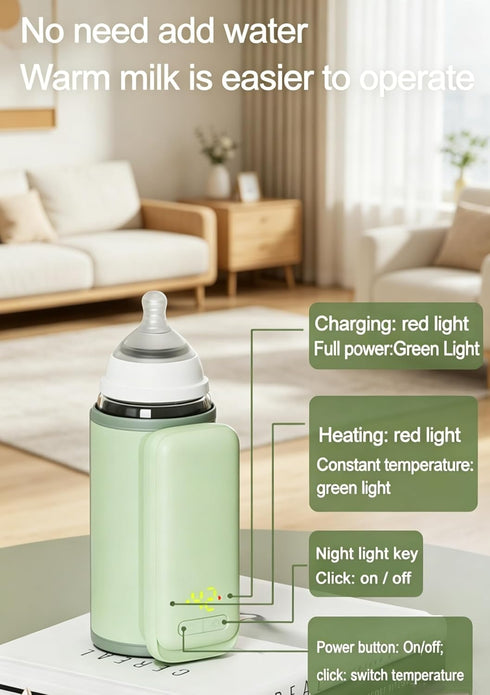 Eggeil 6-Level Bottle Warmer on the go for Travel.Portable Baby Bottle Warmer with Temperature Display and Night Light
